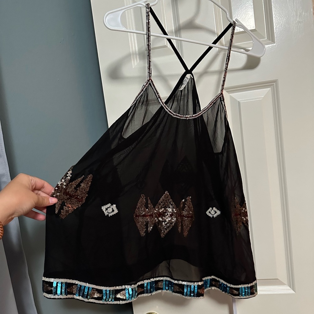 BB Dakota Sheer Sequin Tank